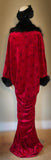 Halloween robe red Velvet spiderweb pattern- Full length robe-faux fur collar-burlesque-Halloween