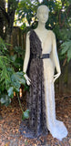 Spooky Goddess Gown, vampire, sexy zombie-grey and white distressed Halloween gown,burlesque,drag,gift,vampire gown,festival wear,zombie