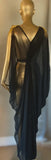 goddess gown in black trans velvet with black chiffon accent layer, rhinestone appliqués