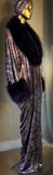 Velvet metallic robe-faux fur,dramatic plum and silver gilded metallic velvet,handmade in USA-evening wear-gift