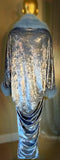 Velvet metallic robe-faux fur,dramatic pale blue and silver velvet,handmade in USA-evening wear-gift