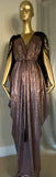 Grecian Goddess Gown-blush molten metallic-special occasion gown-evening gown-bridal-drag-burlesque gown