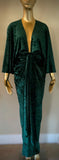 Crushed Velvet Gown-Art Deco-1930’s style-Old Hollywood-Angel wing sleeves- sash belt
