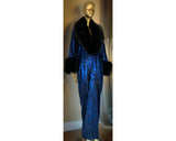 Velvet metallic robe-faux fur,dramatic royal blue metallic black velvet,handmade in USA-evening wear-gift