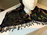 Stylish luxurious black velvet and sequin scarf and hat set.