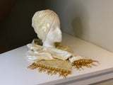Chic and elegant hat and scarf set- luxurious gilded gold and ivory velvet scarf and hat set.