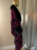 Art deco style -Velvet sequin robe-faux fur trim, 1920s glamour-Beautiful black velvet and pink  sequin-velvet-Wedding-Burlesque-Luxury.