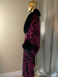 Art deco style -Velvet sequin robe-faux fur trim, 1920s glamour-Beautiful black velvet and pink  sequin-velvet-Wedding-Burlesque-Luxury.