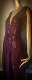 Merlot Wine Sequin Grecian Goddess Gown- handmade-deep wine sequin mesh grecian goddess-gown-red carpet gown-bridal-drag-burlesque gown