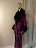 Art deco style -Velvet sequin robe-faux fur trim, 1920s glamour-Beautiful black velvet and pink  sequin-velvet-Wedding-Burlesque-Luxury.