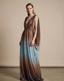 Grecian Goddess Sheer Ombre Glitter Gown,Bridal,burlesque,drag,gift,custom handmade evening gown,red carpet gown