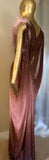 Grecian Goddess Sheer  Ombre Glitter Gown,ostrich feather trim,Bridal,burlesque,drag,gift,custom handmade evening gown,red carpet gown