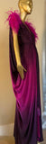 Grecian Goddess Silky Jersey Ombre Glitter Gown,ostrich feather trim,Bridal,burlesque,drag,gift,custom handmade evening gown,red carpet gown