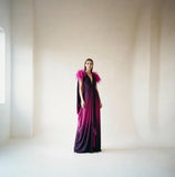 Grecian Goddess Silky Jersey Ombre Glitter Gown,ostrich feather trim,Bridal,burlesque,drag,gift,custom handmade evening gown,red carpet gown
