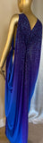 Grecian Goddess Silky Jersey Ombre Glitter Gown,Bridal,burlesque,drag,gift,custom handmade evening gown,red carpet gown