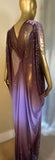 Grecian Goddess Sheer Ombre Glitter Gown,beaded shoulder applique ,Bridal,burlesque,drag,gift,custom handmade evening gown,red carpet gown