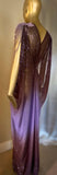 Grecian Goddess Sheer Ombre Glitter Gown,beaded shoulder applique ,Bridal,burlesque,drag,gift,custom handmade evening gown,red carpet gown