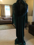 Hunter green, Velvet robe, luscious,faux fur collar, old Hollywood,1920s style. Boudoir,Burlesque,Gift,Bridal