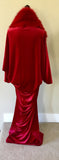 Red Velvet robe-faux fur collar-old Hollywood-1920s style-red velvet cocoon robe -Boudoir-Burlesque-Gift-Bridal-wedding robe