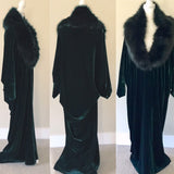 Hunter green, Velvet robe, luscious,faux fur collar, old Hollywood,1920s style. Boudoir,Burlesque,Gift,Bridal