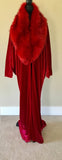 Red Velvet robe-faux fur collar-old Hollywood-1920s style-red velvet cocoon robe -Boudoir-Burlesque-Gift-Bridal-wedding robe