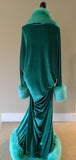 Mint Velvet 1920’s-Old Hollywood style-mint green velvet- Full length robe and turban set-faux fur trim-glamour robe-gift-handmade robe