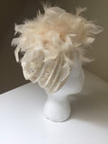 Velvet 1920’s-Old Hollywood style-embossed cream velvet robe and turban set- Full length robe with faux fur trim-Wedding-burlesque-gift for