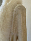Velvet 1920’s-Old Hollywood style-embossed cream velvet robe and turban set- Full length robe with faux fur trim-Wedding-burlesque-gift for